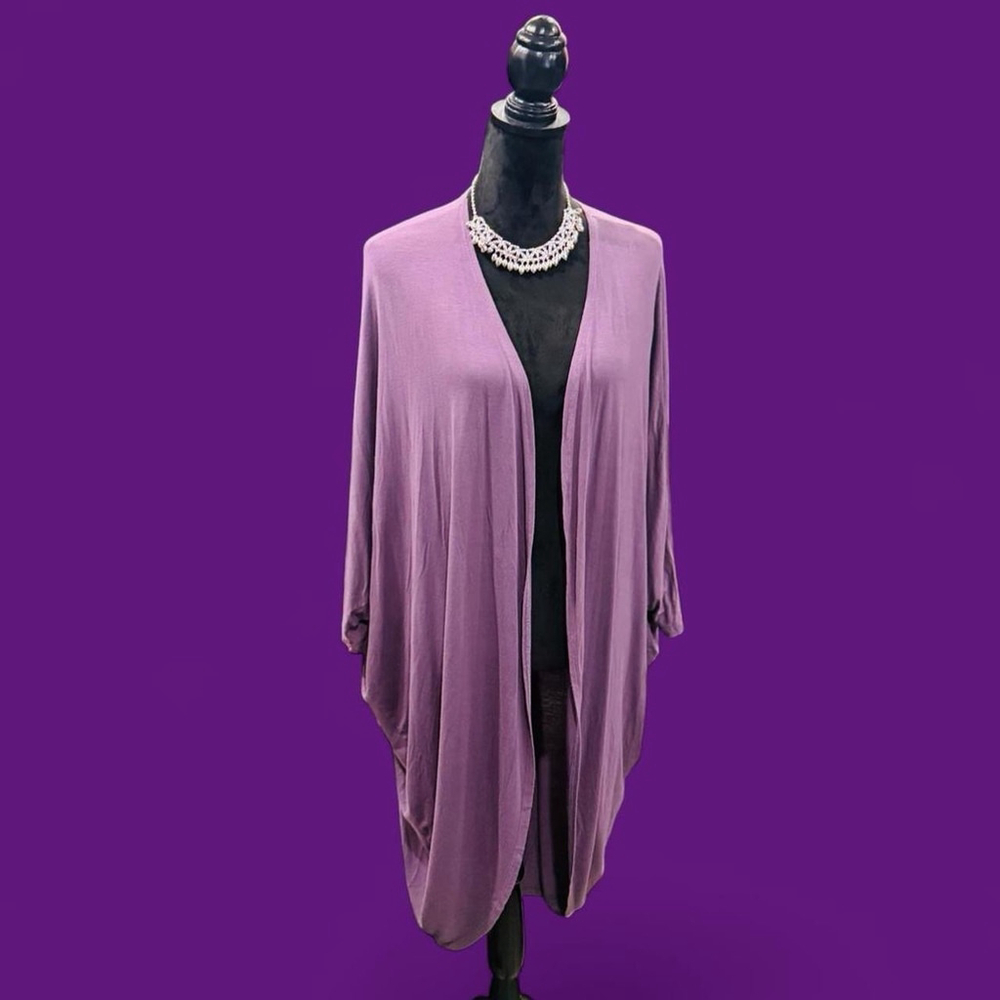 Rae Mode Oversized Duster Cardigan Purple Open Batwing Boho OS Preppy Minimalist